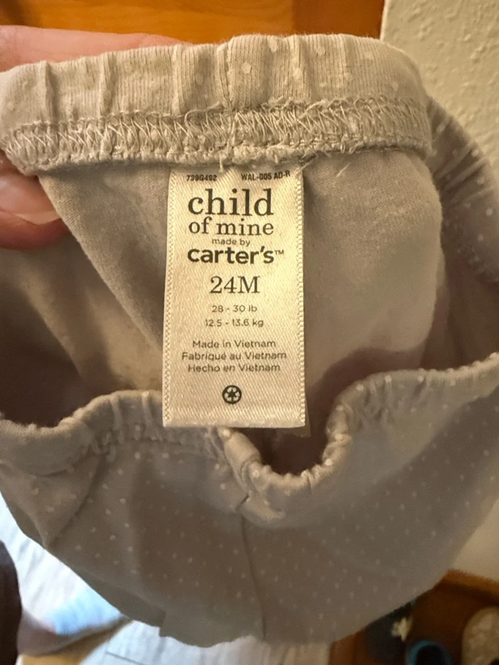 Carter's Light Gray Leggings with White Dots - Picture 3 of 3
